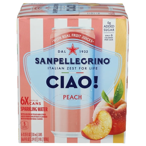 (Pack Of 4) San Pellegrino Water Sparkling Ciao Peach 6 Pack 66.9 Fo