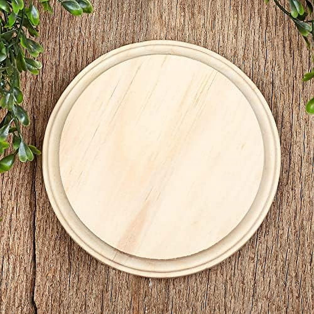 Pack Of 4 Unfinished Wood Beveled Edge Circle Plaques From Blank