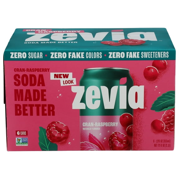 (Pack Of 4) Zevia Soda Cran Raspberry 72 Fl Oz, (6 Cans per Pack), 24 Cans Total