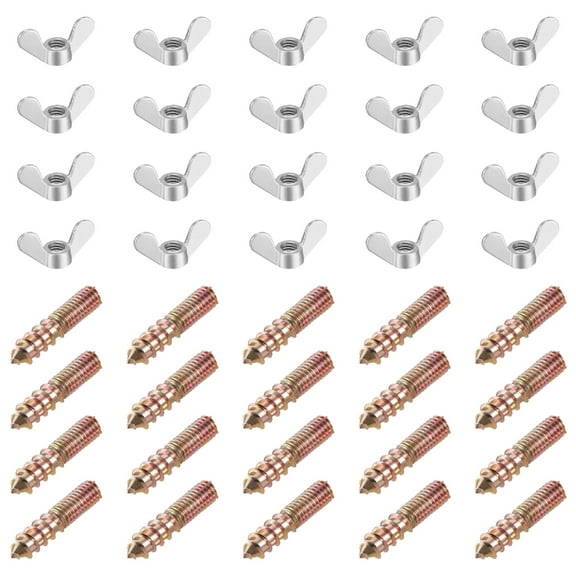 Pack Of 40 M6 Wing Nut Screws with Double Ended Thread Steel Fastener for Tool Without Installation & Secure Connection
