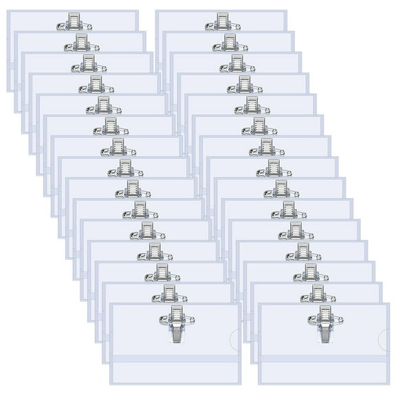 Pack Of 40 Name Tags, 90 X 56 Mm, Transparent Name Tag For Clothing, Clip, Name Plate Case With Clip Badge For Office, School, Travel