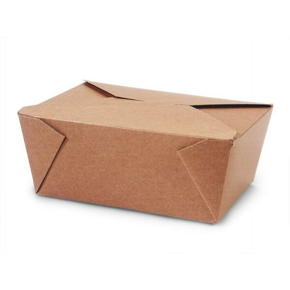Pack Of 40, Solid #4 Bio Plus Earth Recycled Kraft Take Out Boxes 8.75 X 6.5 X 3.5" 96 Fl Oz Made In USA