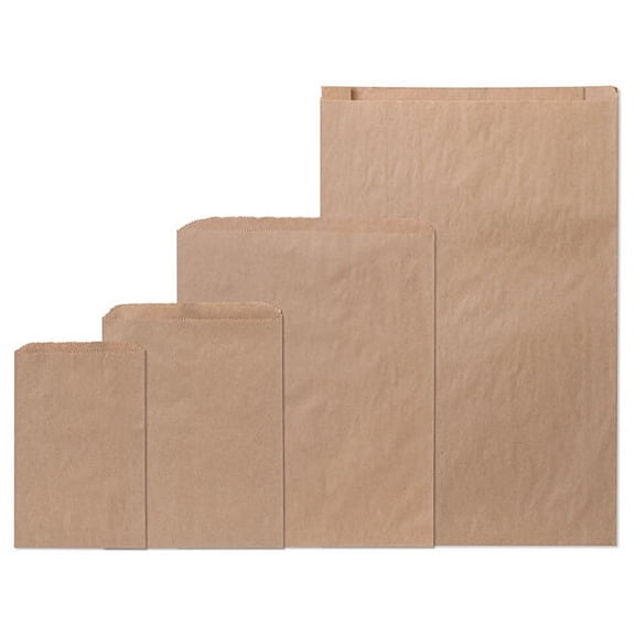 Pack Of 400, Assortment Solid 100% Recycled Kraft Paper Merchandise Bags Complies w/FDA Regulations for Food Packaging