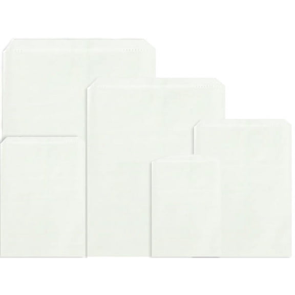 Pack Of 400, Assortment Solid White Kraft Paper Merchandise Bag: 6.25 x 9.25" Mb1, 8.5 x 11" Mb2, 12 x 15" Mb3, 14 x 3 x 21"Mb5
