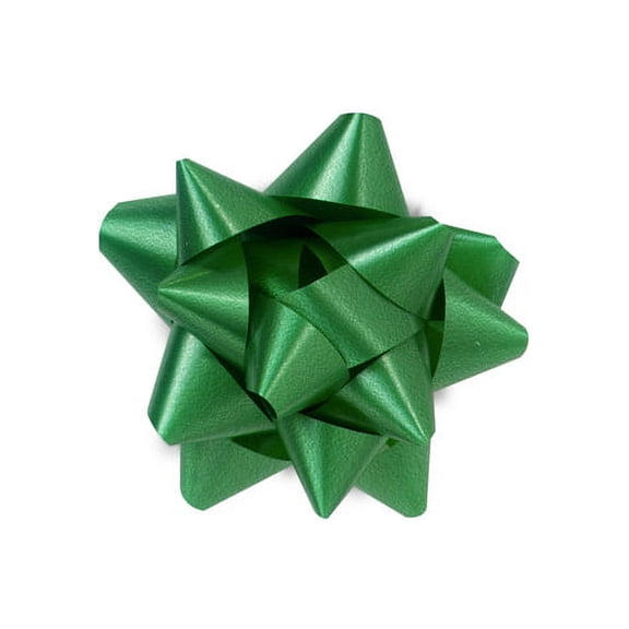 Pack Of 48, Small Solid Emerald Green Star Poly Gift Bows 2.5" x 12 Loops Made in USA