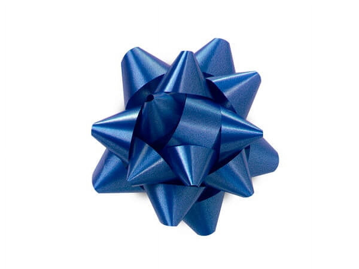 Pack Of 48, Small Solid Royal Blue Star Poly Star Gift Bows 2.5" x 12 Loops Made in USA