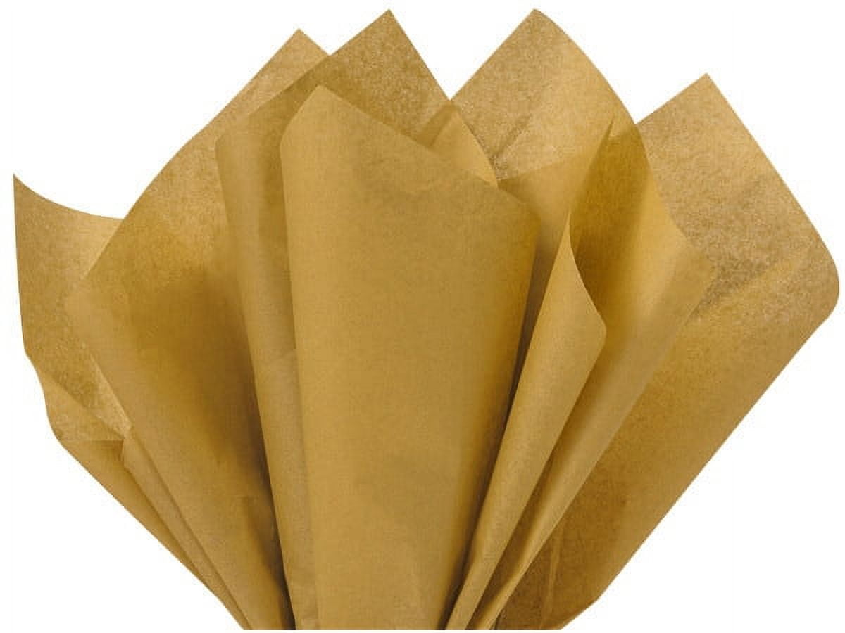 Pack Of 480, Solid Antique Gold Tissue Paper 20 X 26" Sheet Half Ream Made From 100% Post Industrial Recycled Fibers Made In USA