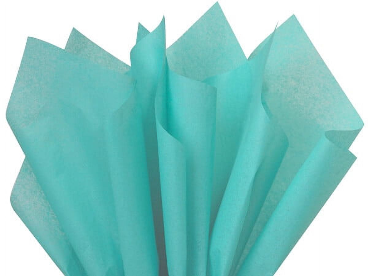 Pack Of 480, Solid Caribbean Teal Tissue Paper 15 X 20" Sheet Half Ream Made From Post Industrial Recycled Fibers