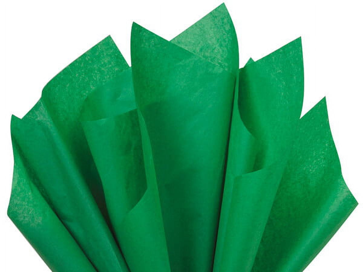 Pack Of 480, Solid Festive Green Tissue Paper 20 X 26" Sheet Half Ream Made From Post Industrial Recycled Fibers Made In USA