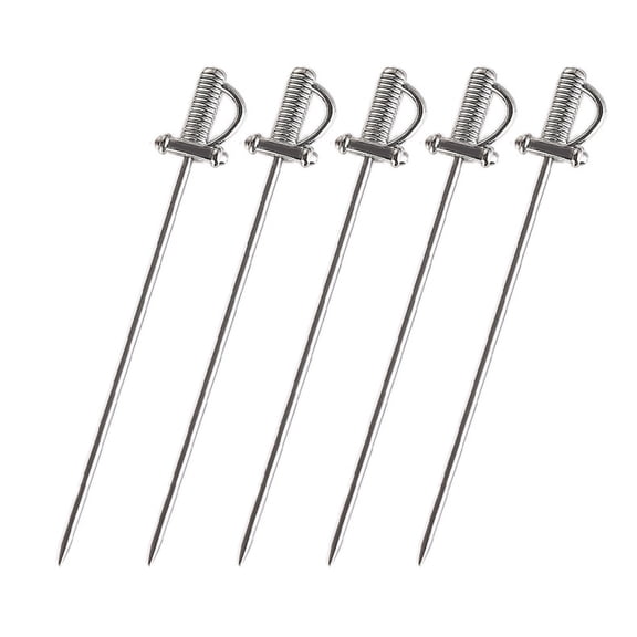 Pack Of 5 304 Stainless Steel Cocktail Picks Portable Skewers Blade Shape Fruit Tool With Storage Container