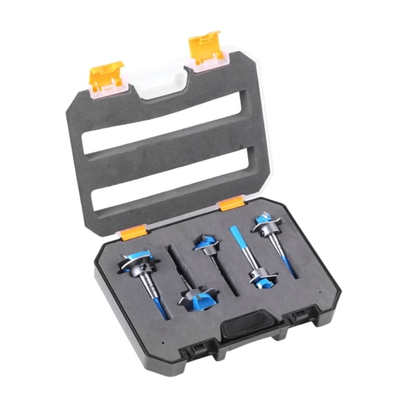 Pack Of 5 Adjustable Depth Wood Drill Bit Carbide Tipped Forstner Set Hexagonal Shank For Precise Hinge Drilling 15-35mm