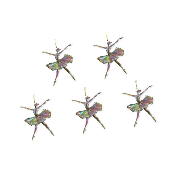 Pack Of 5 Ballet Dancer 2D Decorations for Bedrooms and Studios Acrylic Pendants Christmas Tree Hangings