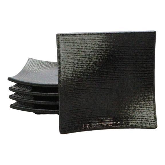Pack Of 5 Charcoal Grey Hakumu Collection Square Appetizer Dessert Salad Plates