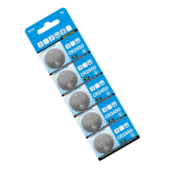 Pack Of 5 DL2450 ECR2450 GPCR2450 CR2450 BR2450 Lithium Button Cell Batteries for Remote Controls and Electronics