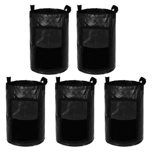 Pack Of 5 Plant Grow Bags with Handles and Viewing Window Vegetable Planting Sacks Washable Planter for Tomatoes