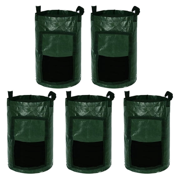 Pack Of 5 Plant Grow Bags with Handles and Viewing Window Vegetable Planting Sacks Washable Planter for Tomatoes