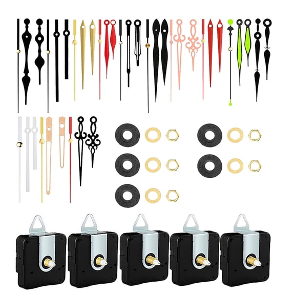 Pack Of 5 Quiet Quartzs Clock Movements Kits Precise Clock Mechanism with Assorted Hands for DIY Wall Clock Repairs