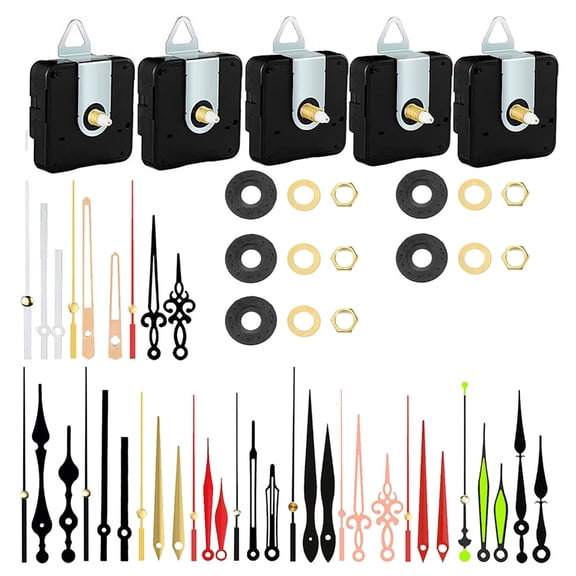 Quiet Wall Clock Mechanism Kits 5 Pack High Accuracy Quartzs Movement with Installation Colorful Hands Accessories