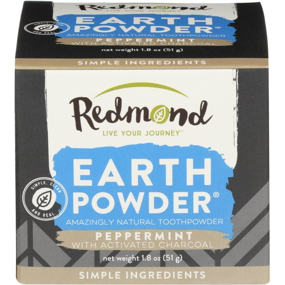 (Pack Of 5) Redmond Earthpowder Natural Toothpowder Peppermint Charcoal 1.8 Oz