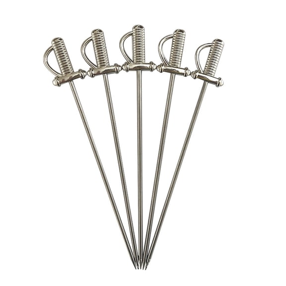 Pack Of 5 Stainless Steel Cocktail Skewers With Blade Designs For Parties