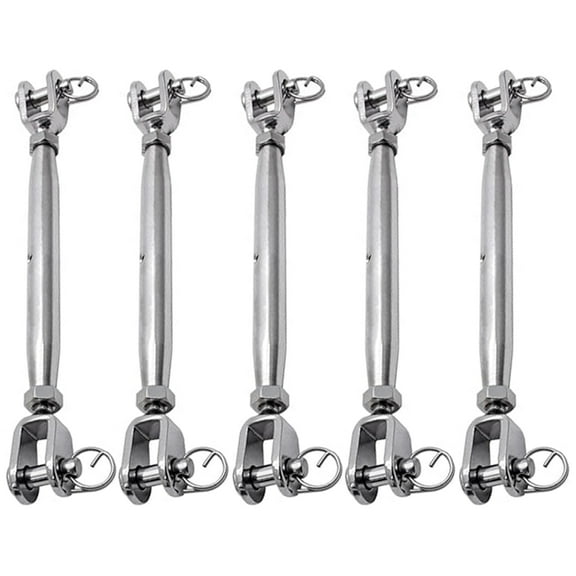 Pack Of 5 Stainless Steel Jaw and Jaw Turnbuckles Heavy Duty Adjustable Tensioning Tool For Rope Cables Marine Rigging