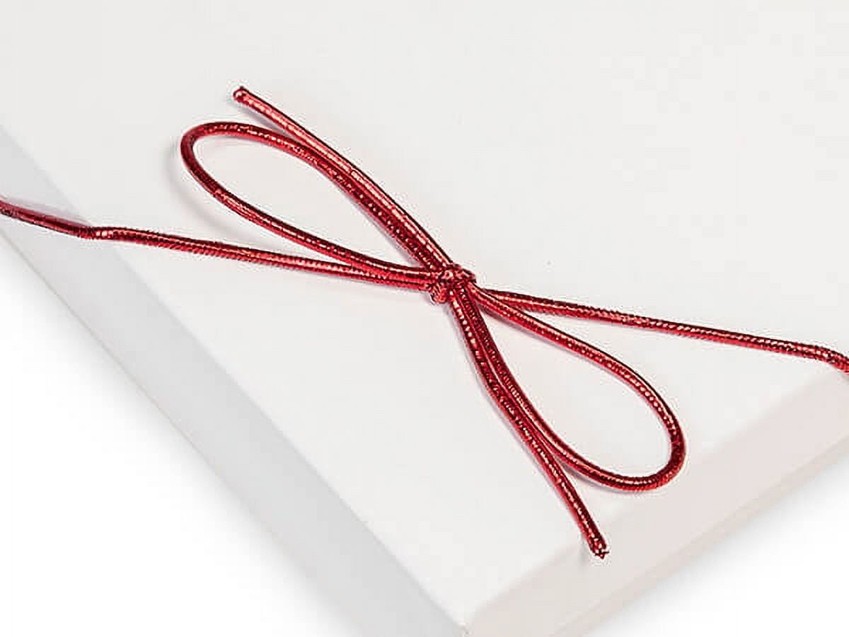 Pack Of 50, 10" Metallic Red Stretch Cord Loops W/PreTied Bows Made From 1/16" Round Elastic