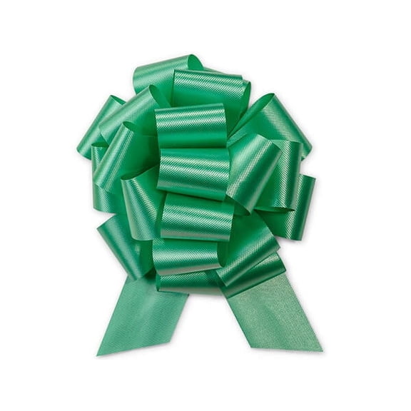 Pack Of 50, 5.5" Solid Emerald 100% Polypropylene Flora Satin Gift Pull Bows 20 Loops For Gift Baskets & Gift Packaging