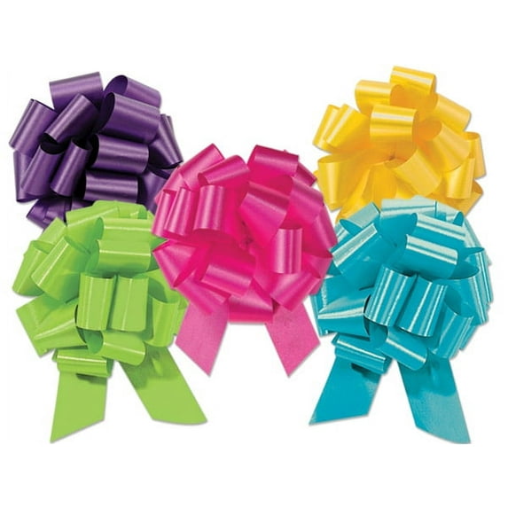 Pack Of 50, 5.5" Solid Fashion Assortment Flora Satin Gift Pull Bows 20 Loops For Gift Baskets & Gift Packaging