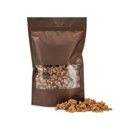 Pack Of 50, 6 x 8.5 x 2" Metallic Chocolate Zipper Top Window Bags