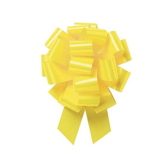 Pack Of 50, 8" Solid Daffodil 100% Polypropylene Flora Satin Gift Pull Bows 20 Loops For Gift Baskets & Gift Packaging