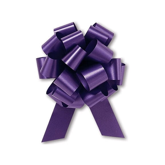 Pack Of 50, 8" Solid Purple 100% Polypropylene Flora Satin Gift Pull Bows 20 Loops For Gift Baskets & Gift Packaging