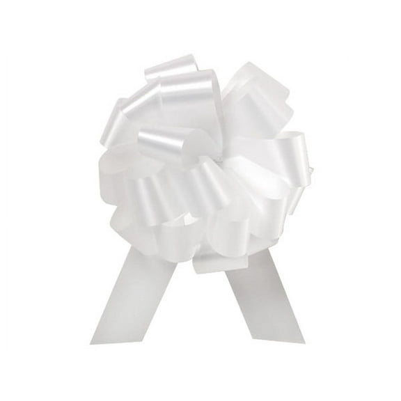 Pack Of 50, 8" Solid White 100% Polypropylene Flora Satin Gift Pull Bows 8" 20 Loops For Gift Baskets & Gift Packaging