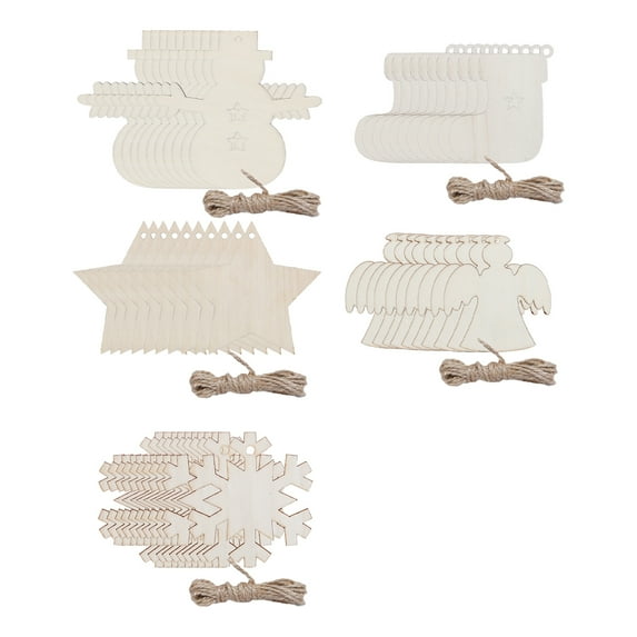 Pack Of 50 Wooden Crafts To Paint Christmas Tree Hanging Ornaments Unfinished Wood Cutouts Christmas Decoration Diy Crafts (Wooden Christmas Tree Cutouts)-style:Style2;