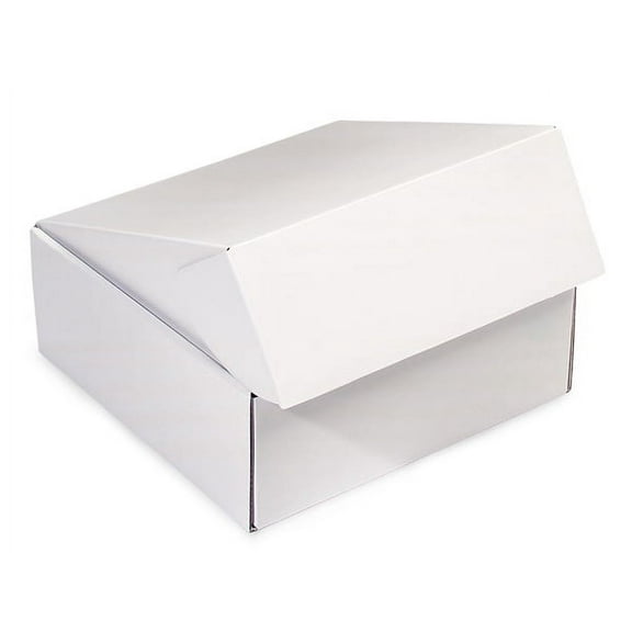 Pack Of 6, 8 X 8 X 3" White Gourmet Shipping Boxes Auto Lock Boxes 1-Piece W/Fold-Over Lid
