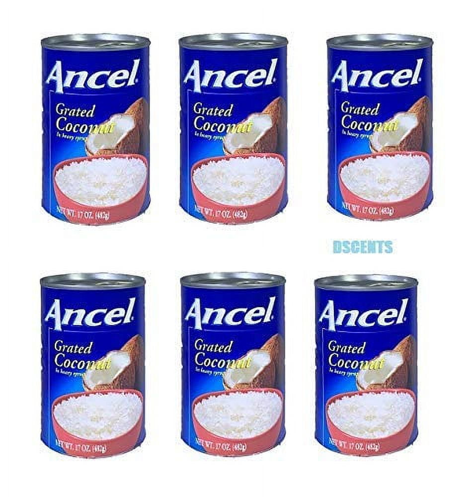 Ancel Grated Coconut Pack of 6 in Heavy Syrup, 17 oz for Baking