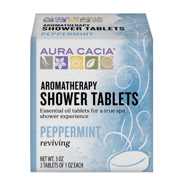 (Pack Of 6) Aura Cacia Shower Tablet Peppermint Reviving 3 Oz