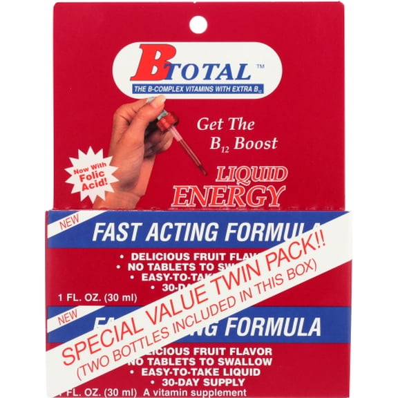 (Pack Of 6) BTotal Twin Pack 1 Oz Liquid Energy B12 Boost with Folic Acid