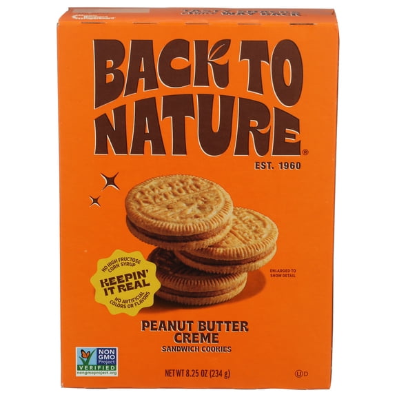 (Pack Of 6) Back To Nature Cookies Sweet Peanut Butter Creme 8.25 Oz
