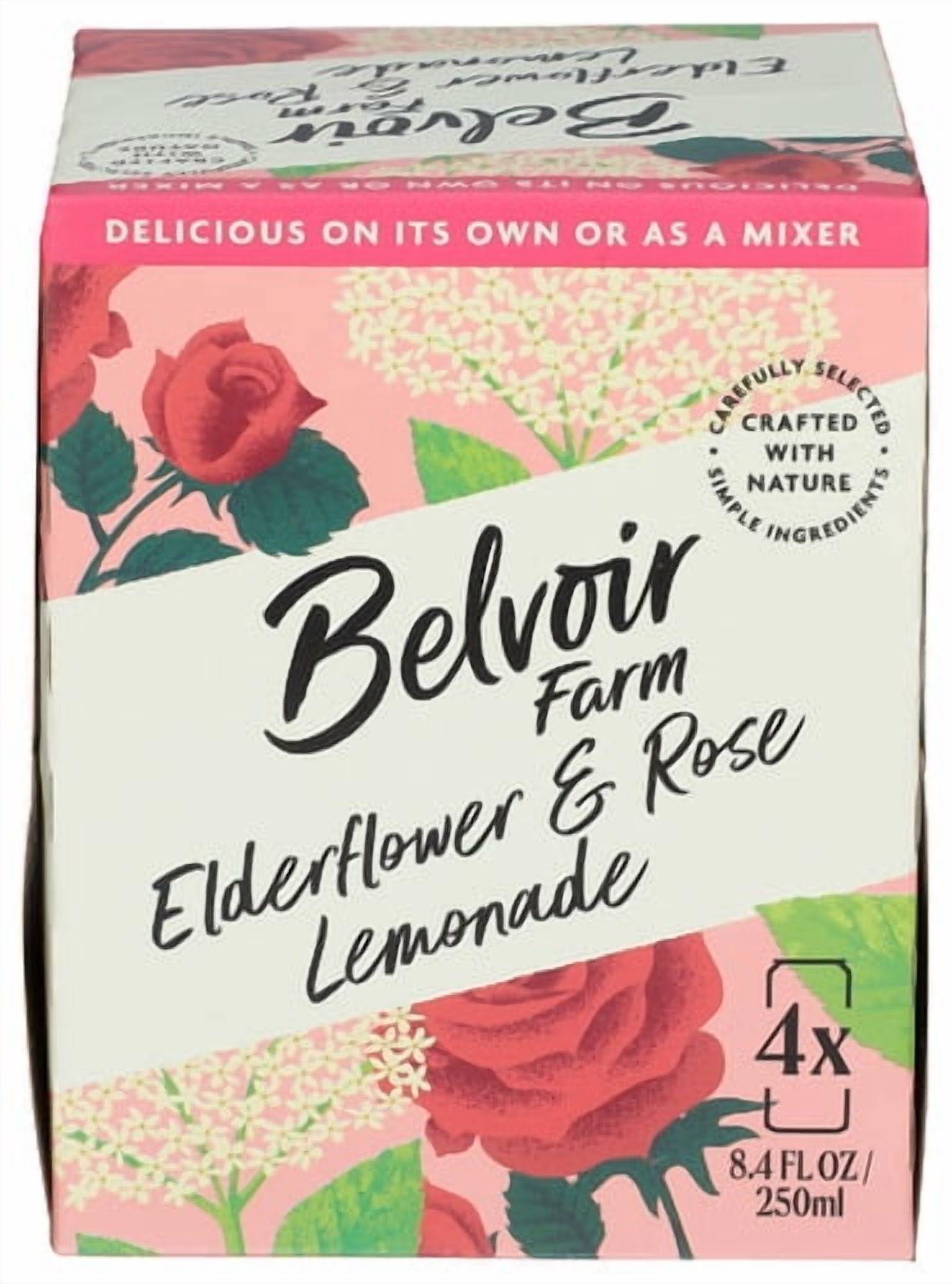 (Pack Of 6) Belvoir Lemonade Elderflower & Rose 4 Pack 33.6 Fo