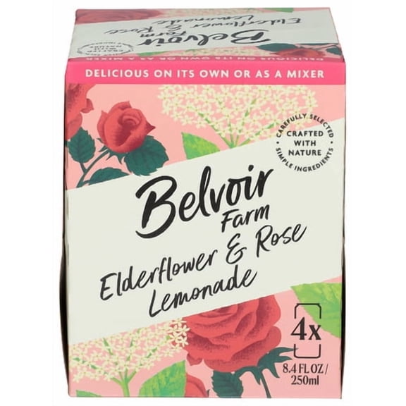 (Pack Of 6) Belvoir Lemonade Elderflower & Rose 4 Pack 33.6 Fo