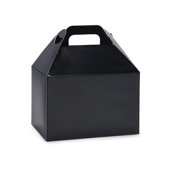 Pack Of 6, Black Gloss Gable Boxes 8-1/2 X 4-3/4 X 50.5" For Food Service, Gift Baskets, Gift Wrapping, Crafts