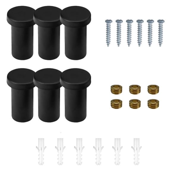 Pack Of 6 Black Stainless Steel Wall Hooks Hangers For Bathroom And Kitchen Use