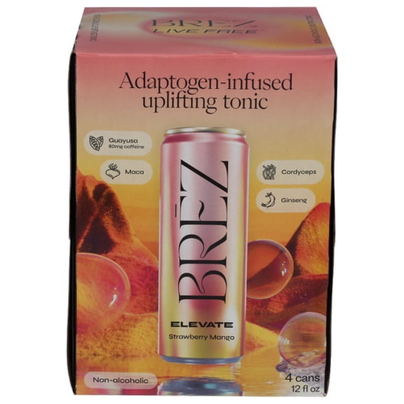 (Pack Of 6) Brez Drink Elevated Strawberry Mango 4 Pack 48 Fo