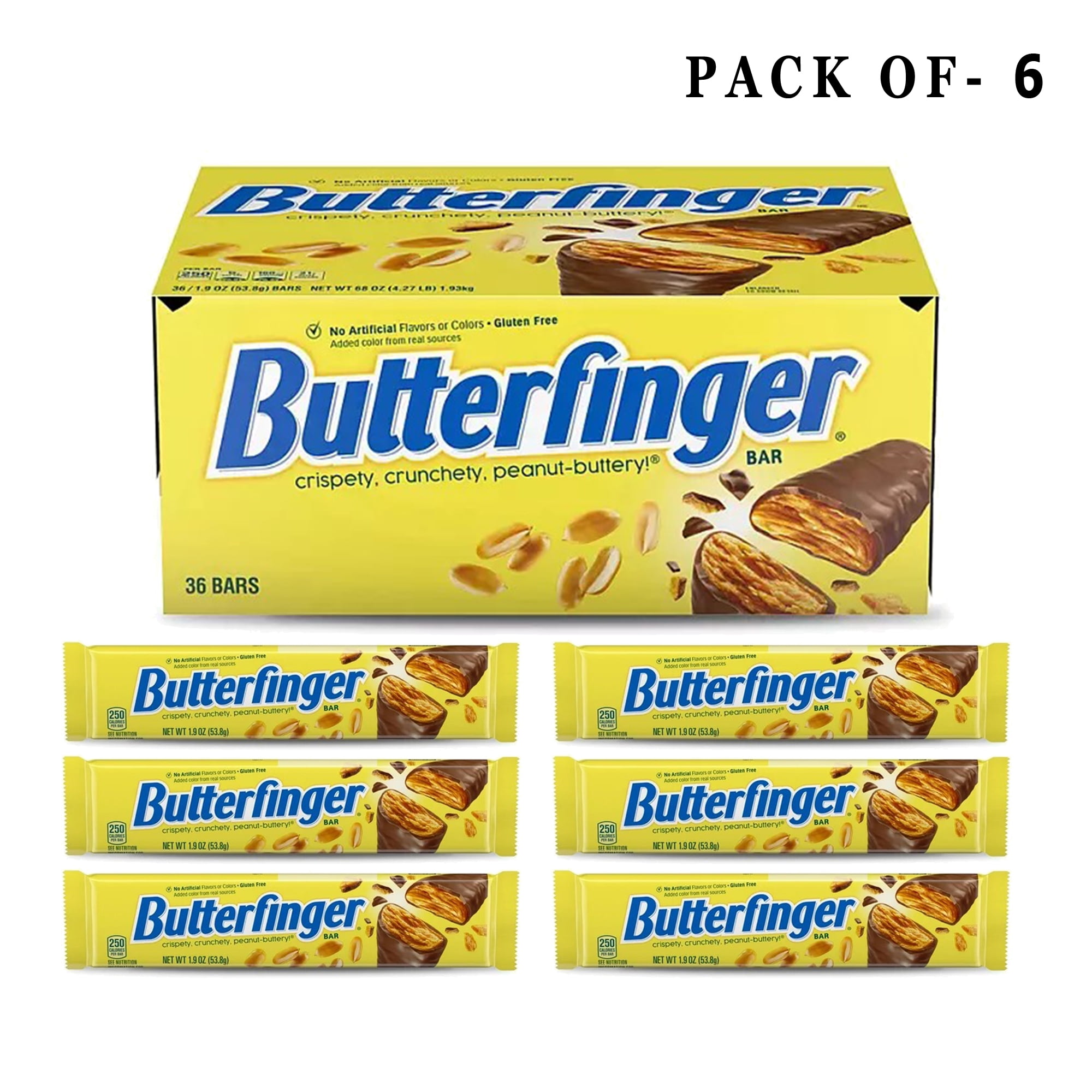 Pack Of 6 Butterfinger Crispety Crunchety Peanut Buttery | 1.9 OZ Per ...