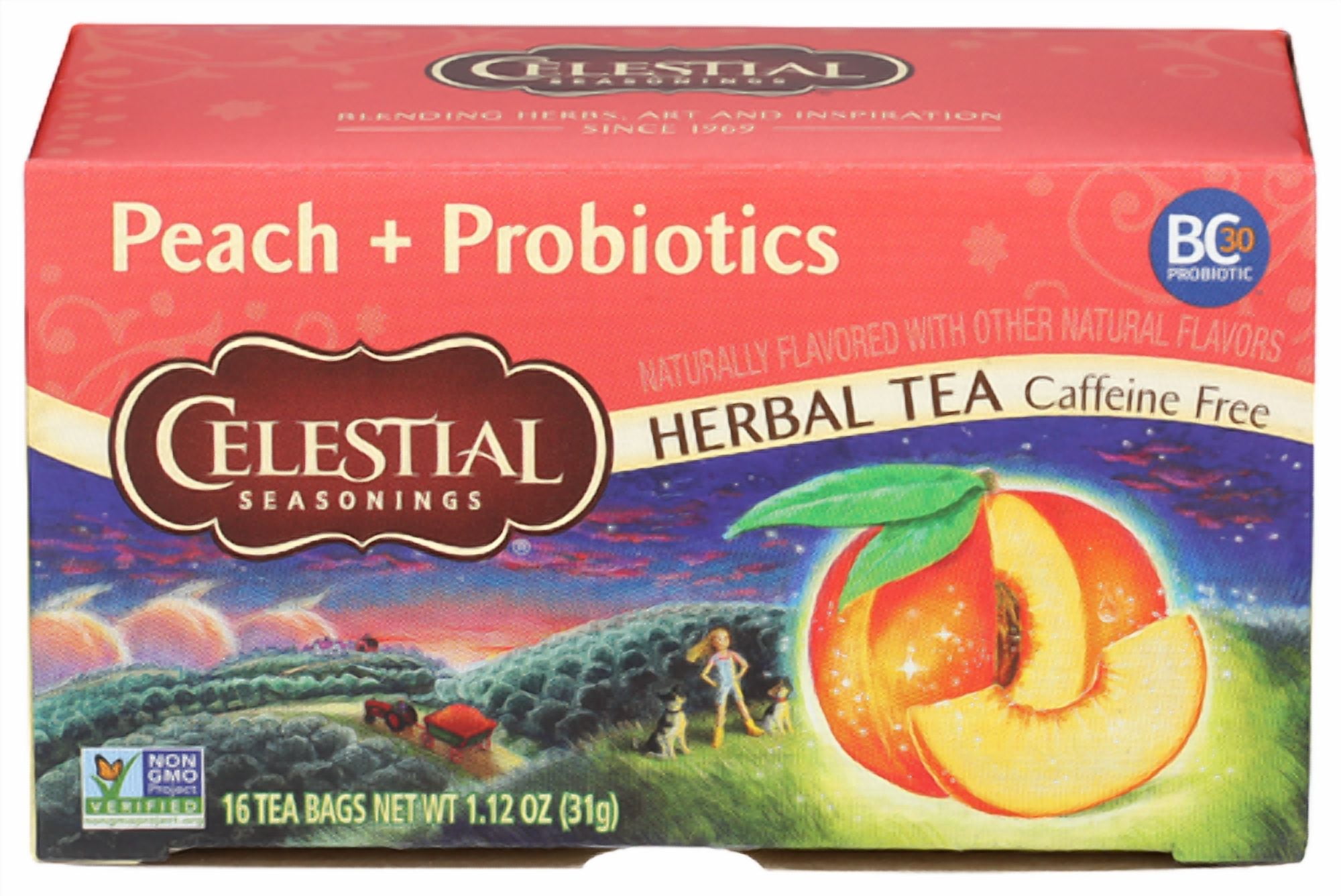 (Pack Of 6) Celestial Seasonings Tea Country Peach + ProbcS 16 bag