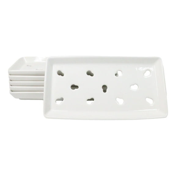 Pack Of 6 Ceramic White Neta Zara Sushi Case Plates With Drip Holes 8" By 4"