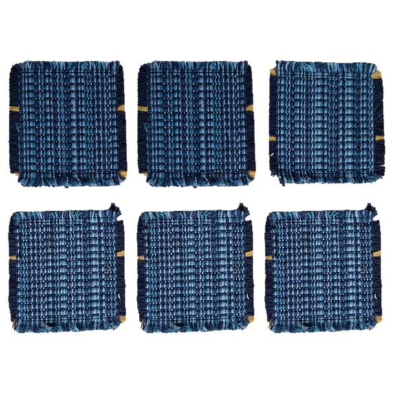 Pack Of 6 Coastal Cotton Rope Woven Coasters With Tassels For Home Cafe