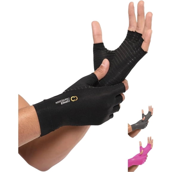 (Pack Of 6) Copper Compression Glove Arthritis Half Large/X-Large 2 Each