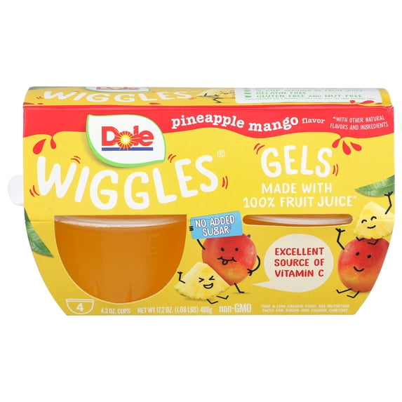 (Pack Of 6) Dole Fruit Gel Pineapple Mango 4 Pack 17.2 Oz