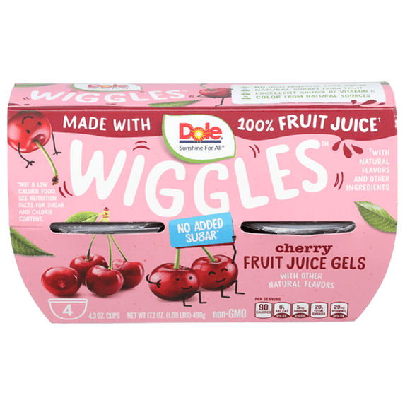 (Pack Of 6) Dole Fruit Juice Gel Cherry 4 Pack 17.2 Oz